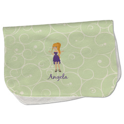 Custom Character (Woman) Burp Cloth - Fleece w/ Name or Text