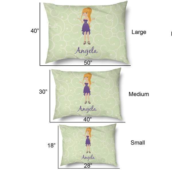Custom Character (Woman) Outdoor Dog Beds - SIZE CHART