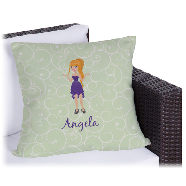 Custom Custom Character (Woman) Outdoor Pillow - 18" (Personalized)