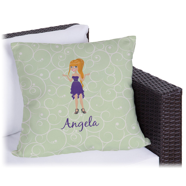 Custom Custom Character (Woman) Outdoor Pillow (Personalized)