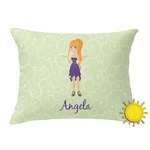 Custom Character (Woman) Outdoor Throw Pillow (Rectangular) (Personalized)