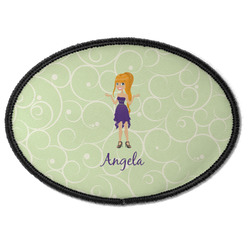 Custom Character (Woman) Iron On Oval Patch w/ Name or Text