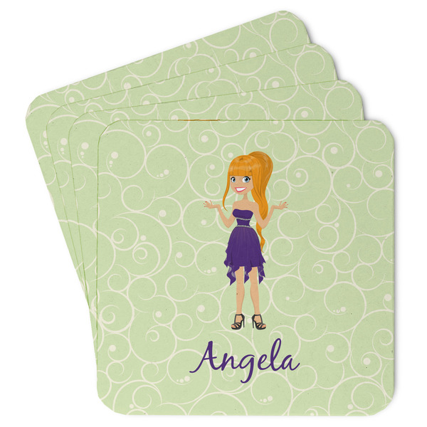 Custom Custom Character (Woman) Paper Coasters (Personalized)