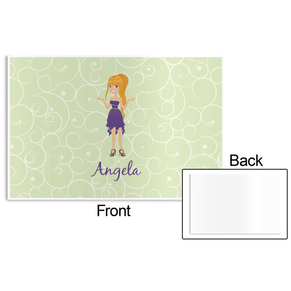 Custom Character (Woman) Disposable Paper Placemat - Front & Back