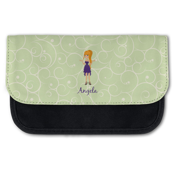 Custom Custom Character (Woman) Canvas Pencil Case w/ Name or Text