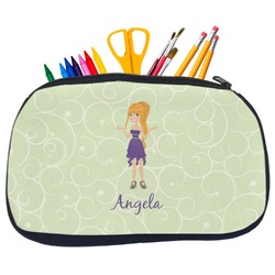 Custom Character (Woman) Neoprene Pencil Case - Medium w/ Name or Text