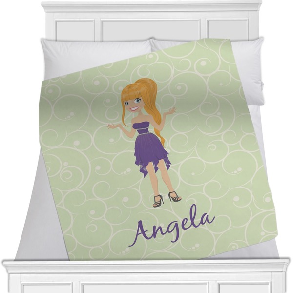 Custom Custom Character (Woman) Minky Blanket - Toddler / Throw - 60"x50" - Single Sided (Personalized)