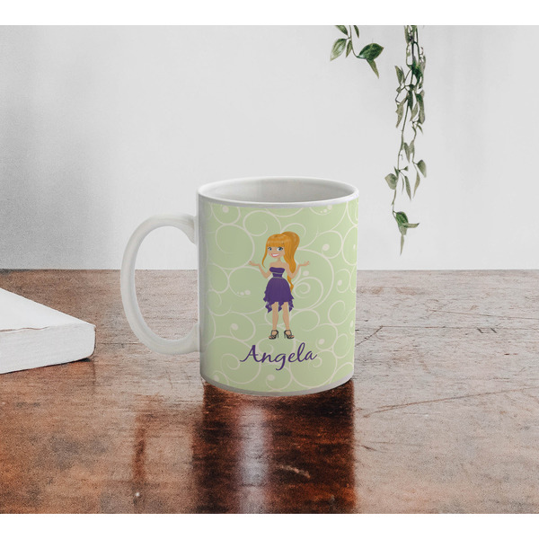 Custom Character (Woman) Personalized Coffee Mug - Lifestyle