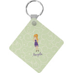 Custom Character (Woman) Diamond Plastic Keychain w/ Name or Text