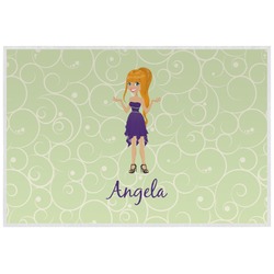 Custom Character (Woman) Laminated Placemat w/ Name or Text