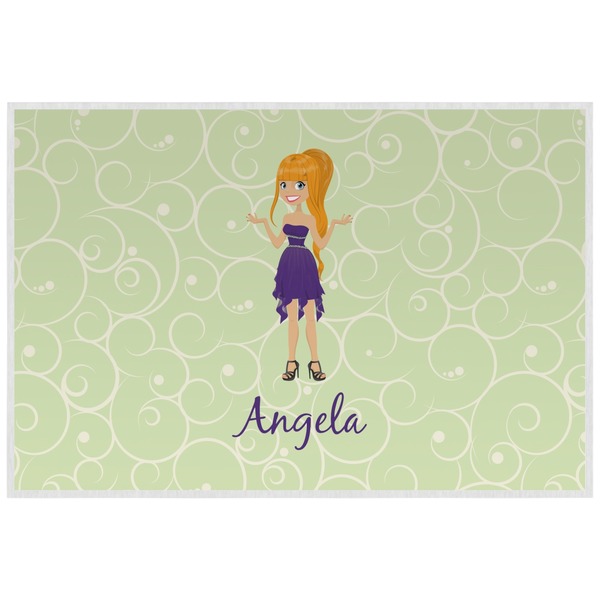 Custom Custom Character (Woman) Laminated Placemat w/ Name or Text