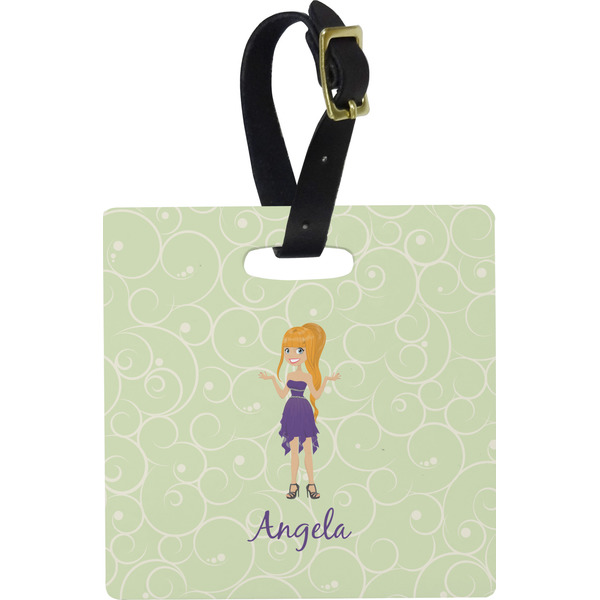 Custom Character (Woman) Personalized Square Luggage Tag