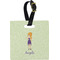 Custom Character (Woman) Plastic Luggage Tag - Square w/ Name or Text