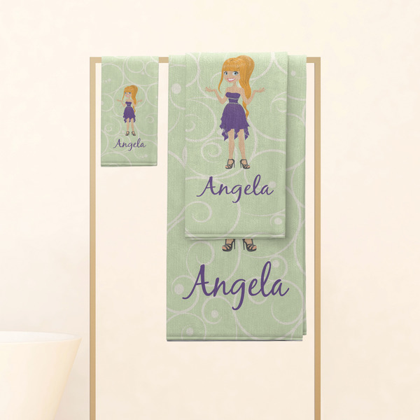 Custom Character (Woman) Personalized Towel Set