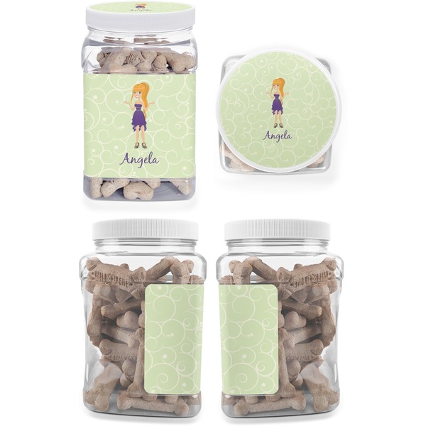 Custom Character (Woman) Pet Treat Jar - Multiple Angles