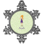 Custom Character (Woman) Vintage Snowflake Ornament (Personalized)