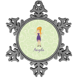 Custom Character (Woman) Vintage Snowflake Ornament (Personalized)