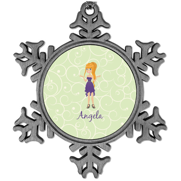 Custom Custom Character (Woman) Vintage Snowflake Ornament (Personalized)