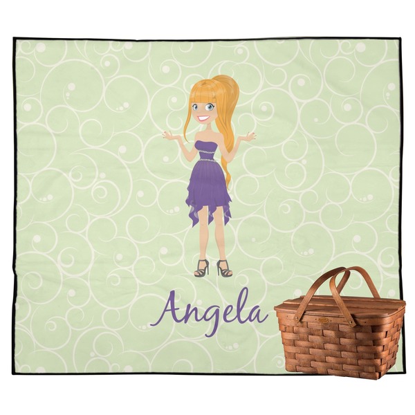 Custom Custom Character (Woman) Outdoor Picnic Blanket (Personalized)