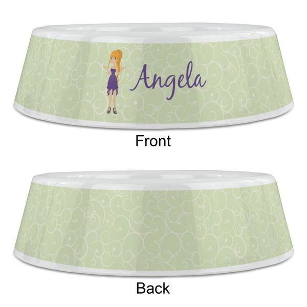 Custom Character (Woman) Plastic Pet Bowls - Large - APPROVAL