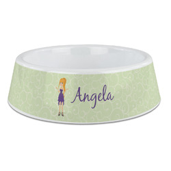 Custom Character (Woman) Plastic Dog Bowl - Large (Personalized)