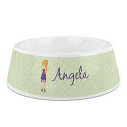 Custom Character (Woman) Plastic Dog Bowl (Personalized)