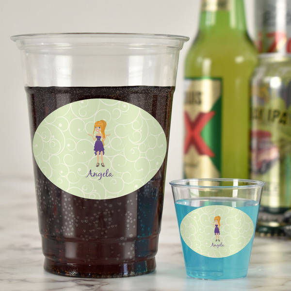 Custom Character (Woman) Plastic Shot Glasses - In Context