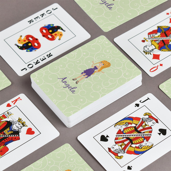 Custom Character (Woman) Playing Cards - Front & Back View