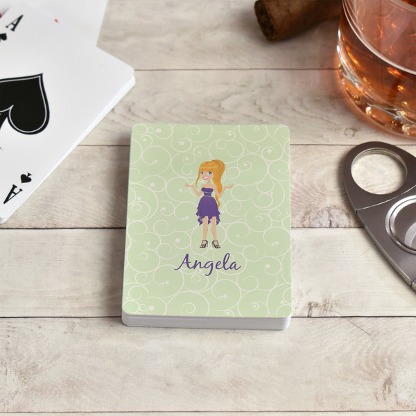 Custom Character (Woman) Playing Cards - In Context