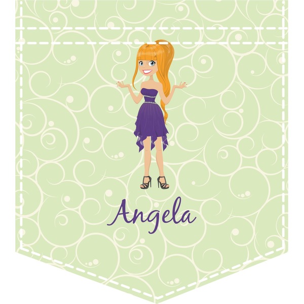 Custom Custom Character (Woman) Iron On Faux Pocket (Personalized)