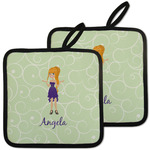 Custom Character (Woman) Pot Holders - Set of 2 w/ Name or Text