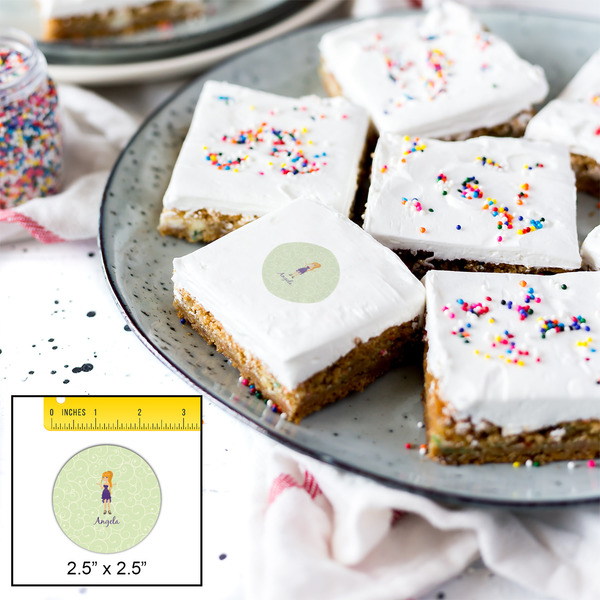 Custom Character (Woman) Printed Icing Circle - Medium - In Context