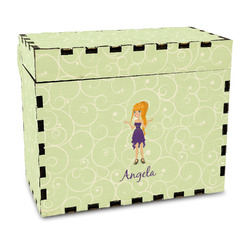 Custom Character (Woman) Wood Recipe Box - Full Color Print (Personalized)