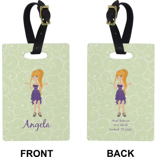 Custom Character (Woman) Rectangle Luggage Tag (Front + Back)