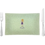 Custom Character (Woman) Rectangular Glass Lunch / Dinner Plate - Single or Set (Personalized)
