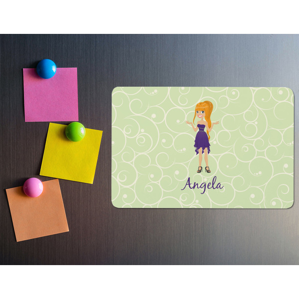 Custom Character (Woman) Rectangular Fridge Magnet - LIFESTYLE