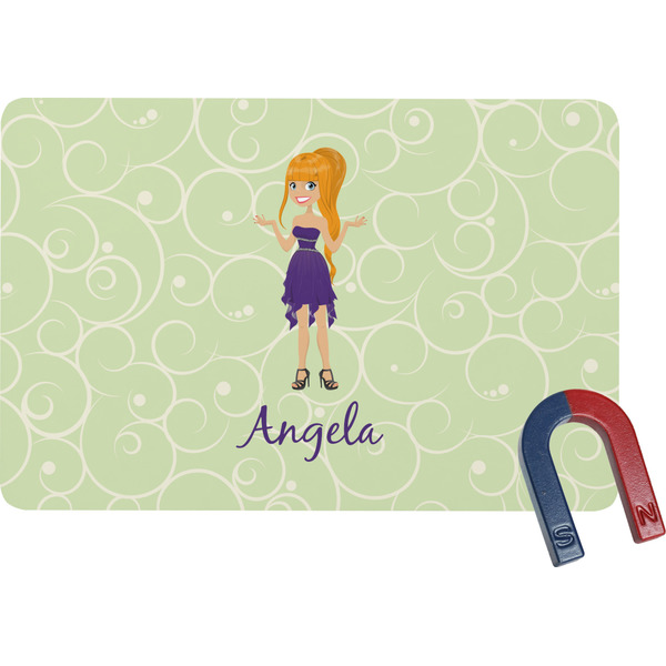 Custom Custom Character (Woman) Rectangular Fridge Magnet (Personalized)