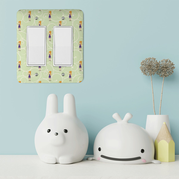 Custom Character (Woman) Rocker Light Switch Covers - Double - IN CONTEXT