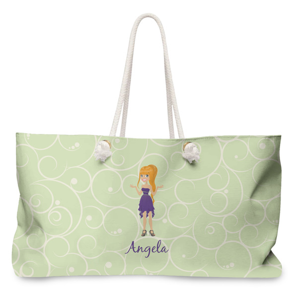 Custom Custom Character (Woman) Large Tote Bag with Rope Handles (Personalized)
