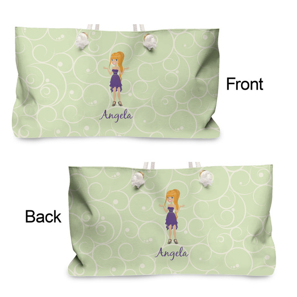 Custom Character (Woman) Large Rope Tote - From & Back View