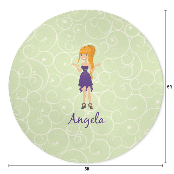 Custom Character (Woman) Round Area Rug - Size
