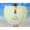 Custom Character (Woman) Round Beach Towel - In Use