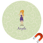 Custom Character (Woman) Round Car Magnet - 6" (Personalized)