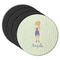 Custom Character (Woman) Round Rubber Backed Coasters - Set of 4 (Personalized)