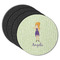 Custom Character (Woman) Round Rubber Backed Coasters - Set of 4 (Personalized)