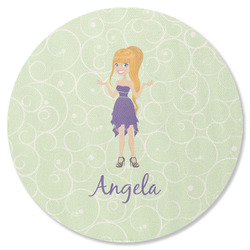 Custom Character (Woman) Round Rubber Backed Coaster (Personalized)