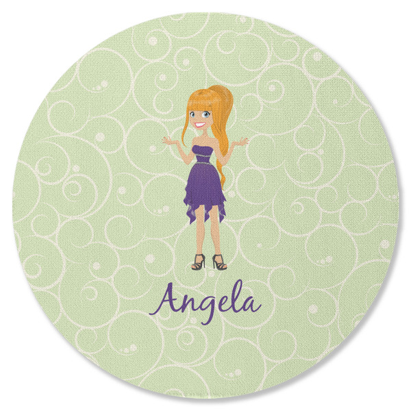 Custom Character (Woman) Round Coaster Rubber Back - Single