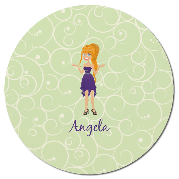 Custom Character (Woman) Round Fridge Magnet - FRONT