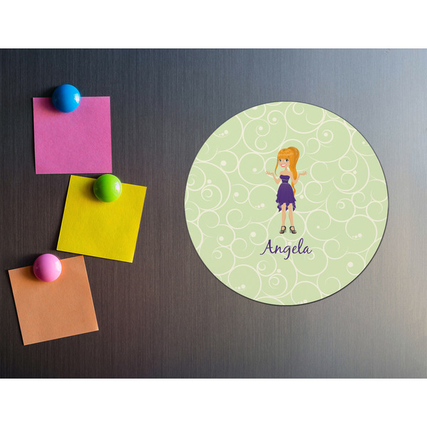 Custom Character (Woman) Round Fridge Magnet - LIFESTYLE