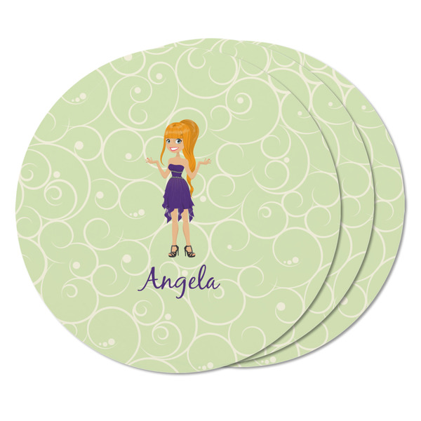 Custom Character (Woman) Round Fridge Magnet - THREE